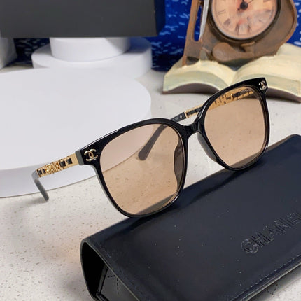 SQUARE SUNGLASSES 632028 IN BLACK ACETATE LIGHT BROWN LENSES