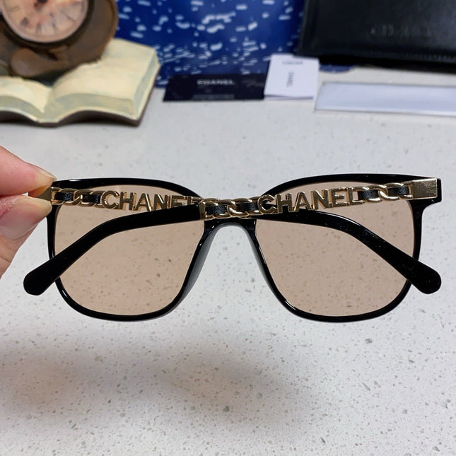 SQUARE SUNGLASSES 632028 IN BLACK ACETATE LIGHT BROWN LENSES