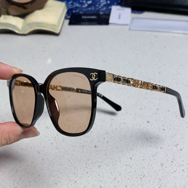 SQUARE SUNGLASSES 632028 IN BLACK ACETATE LIGHT BROWN LENSES