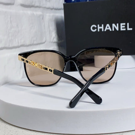 SQUARE SUNGLASSES 632028 IN BLACK ACETATE LIGHT BROWN LENSES