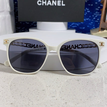 SQUARE SUNGLASSES 632031 IN WHITE ACETATE GOLD METAL