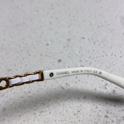 SQUARE SUNGLASSES 632031 IN WHITE ACETATE GOLD METAL