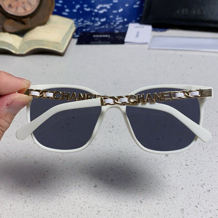 SQUARE SUNGLASSES 632031 IN WHITE ACETATE GOLD METAL