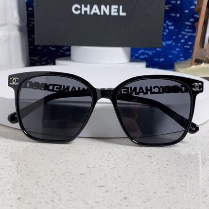 SQUARE SUNGLASSES 632032 IN BLACK ACETATE SILVER METAL