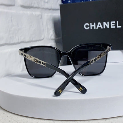 SQUARE SUNGLASSES 632032 IN BLACK ACETATE SILVER METAL