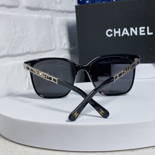 SQUARE SUNGLASSES 632032 IN BLACK ACETATE SILVER METAL