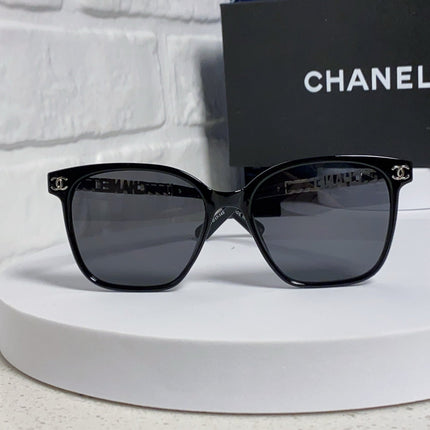 SQUARE SUNGLASSES 632032 IN BLACK ACETATE SILVER METAL