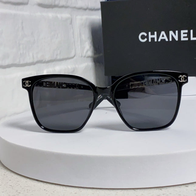 SQUARE SUNGLASSES 632032 IN BLACK ACETATE SILVER METAL
