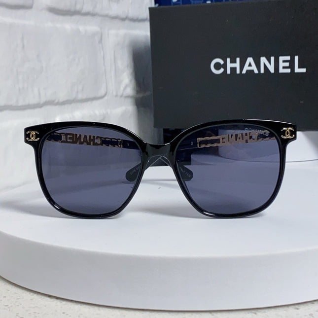 SQUARE SUNGLASSES 632033 IN BLACK ACETATE BLACK LENSES