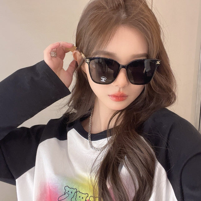 SQUARE SUNGLASSES 632033 IN BLACK ACETATE BLACK LENSES