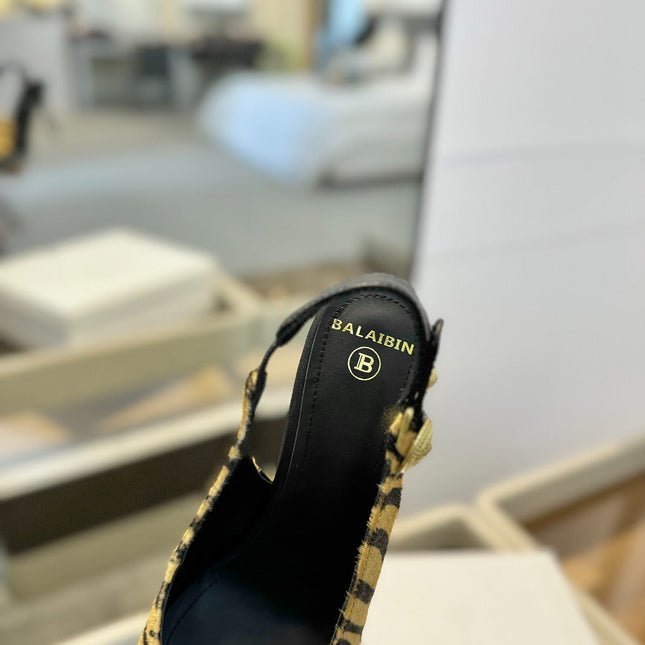 BALMAIN 25S SLINGBACK EVA 95MM IN YELLOW AND BLACK ZEBRA PRINT CALFSKIN