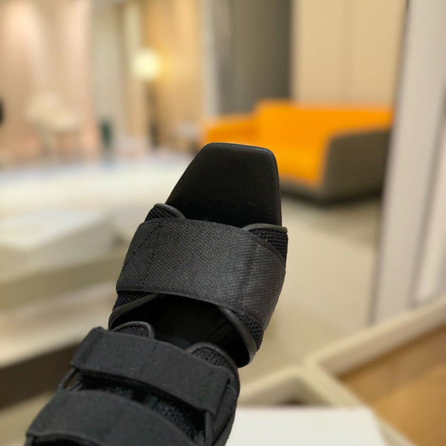 BALMAIN 25S UMA SANDALS 105MM IN BLACK VELCRO AND MESH