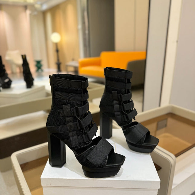 BALMAIN 25S UMA SANDALS 105MM IN BLACK VELCRO AND MESH