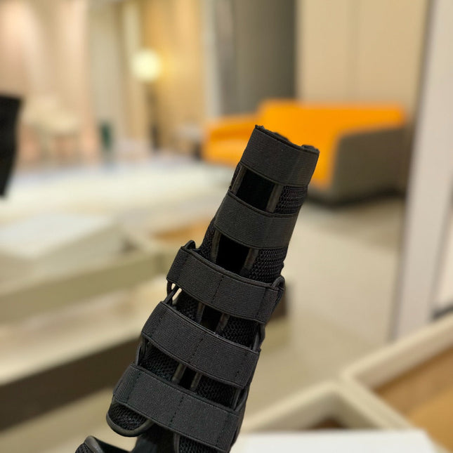 BALMAIN 25S UMA SANDALS 105MM IN BLACK VELCRO AND MESH