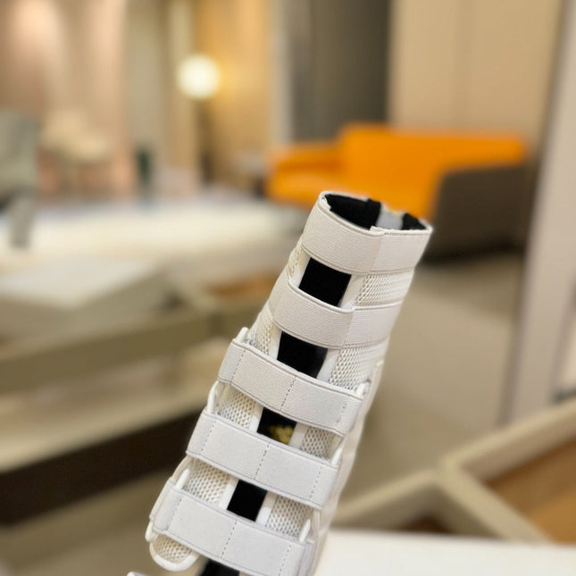 BALMAIN 25S UMA SANDALS 105MM IN WHITE VELCRO AND MESH