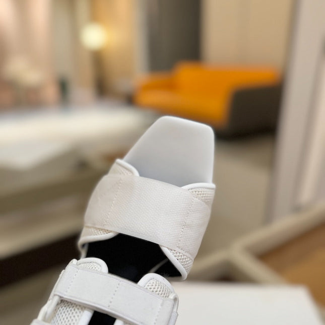 BALMAIN 25S UMA SANDALS 105MM IN WHITE VELCRO AND MESH