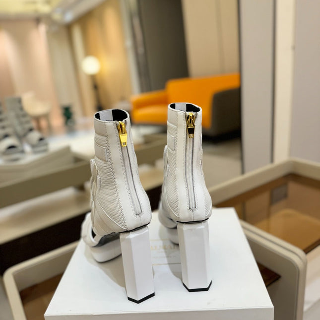 BALMAIN 25S UMA SANDALS 105MM IN WHITE VELCRO AND MESH