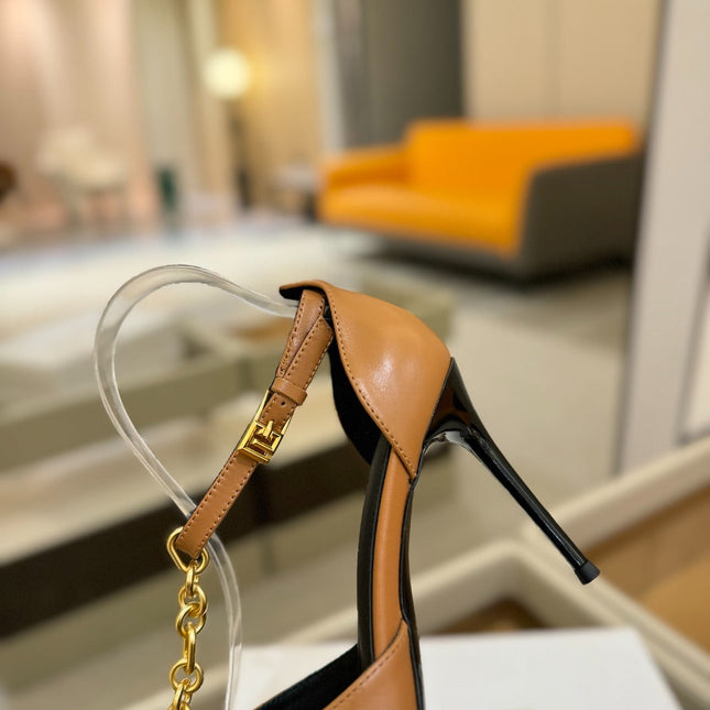 BALMAIN 25S SYNC STILETTOS WITH POINTED TOE 95MM IN DARK BROWN CALFSKIN