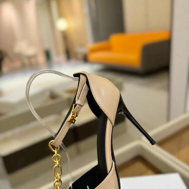 BALMAIN 25S SYNC STILETTOS WITH POINTED TOE 95MM IN BEIGE CALFSKIN