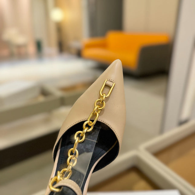 BALMAIN 25S SYNC STILETTOS WITH POINTED TOE 95MM IN BEIGE CALFSKIN