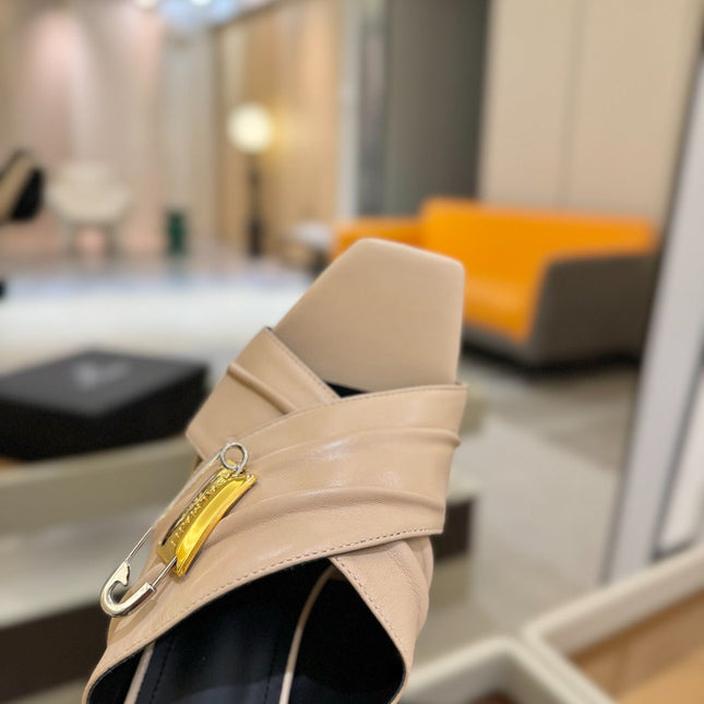 BALMAIN 25S WEDGE HEEL SANDALS 100MM IN NUDE CALFSKIN