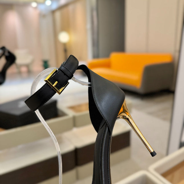 BALMAIN 25S HIGH HEELS 95MM IN BLACK CALFSKIN