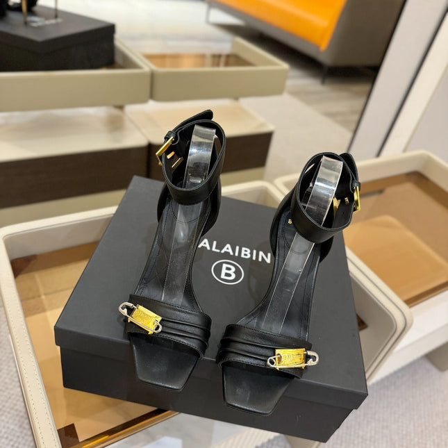 BALMAIN 25S HIGH HEELS 95MM IN BLACK CALFSKIN