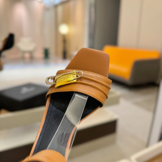 BALMAIN 25S HIGH HEELS 95MM IN BROWN CALFSKIN