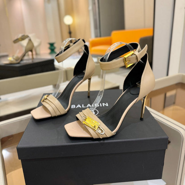 BALMAIN 25S HIGH HEELS 95MM IN BEIGE CALFSKIN