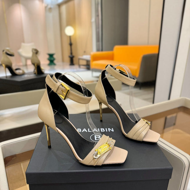 BALMAIN 25S HIGH HEELS 95MM IN BEIGE CALFSKIN