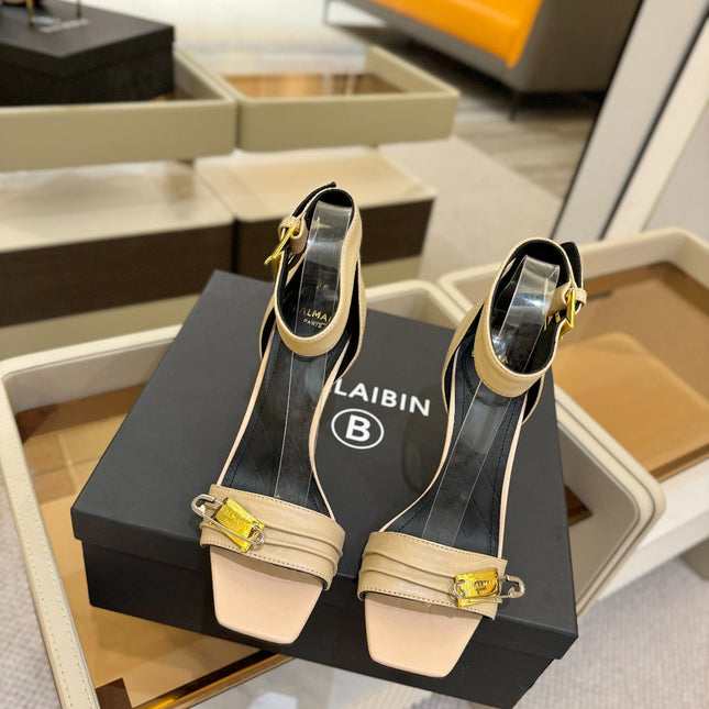 BALMAIN 25S HIGH HEELS 95MM IN BEIGE CALFSKIN