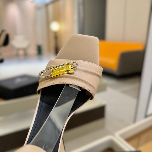 BALMAIN 25S WEDGE HEELS 100MM IN NUDE CALFSKIN