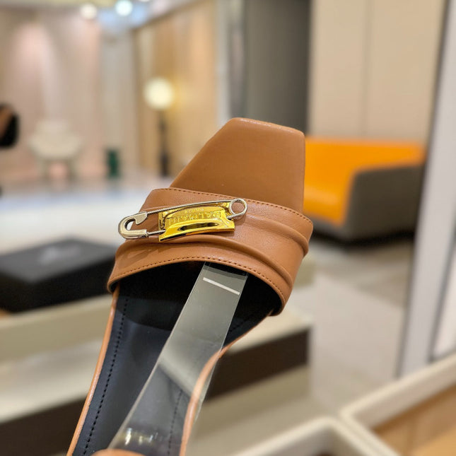 BALMAIN 25S WEDGE HEELS 100MM IN BROWN CALFSKIN