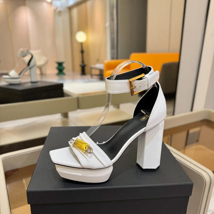 BALMAIN 25S WEDGE HEELS 100MM IN WHITE CALFSKIN