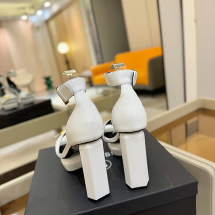 BALMAIN 25S WEDGE HEELS 100MM IN WHITE CALFSKIN