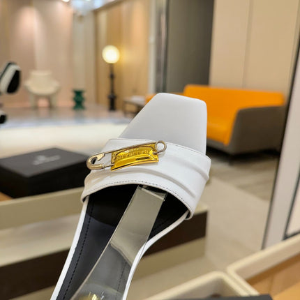 BALMAIN 25S WEDGE HEELS 100MM IN WHITE CALFSKIN