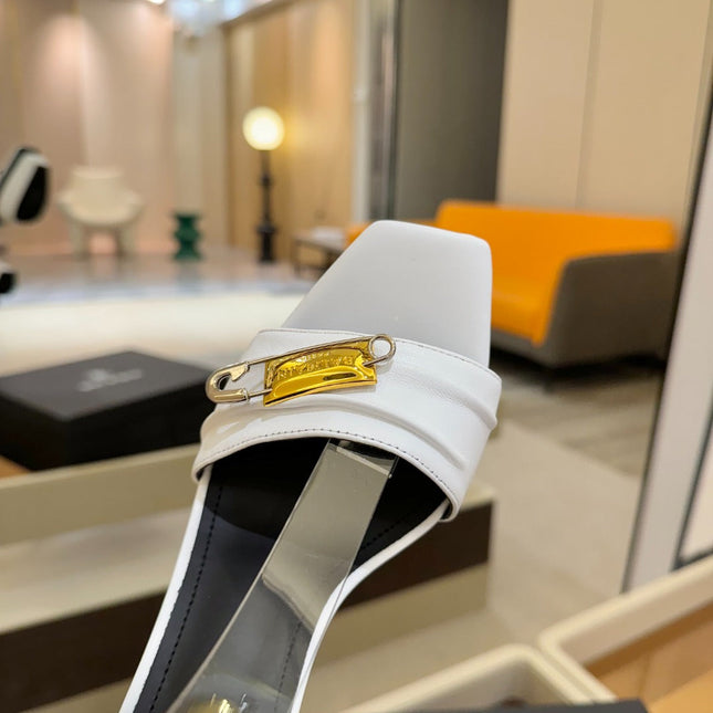 BALMAIN 25S WEDGE HEELS 100MM IN WHITE CALFSKIN