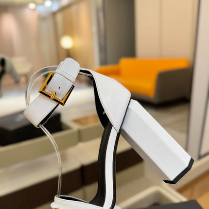 BALMAIN 25S WEDGE HEELS 100MM IN WHITE CALFSKIN