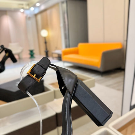 BALMAIN 25S WEDGE HEELS 100MM IN BLACK CALFSKIN