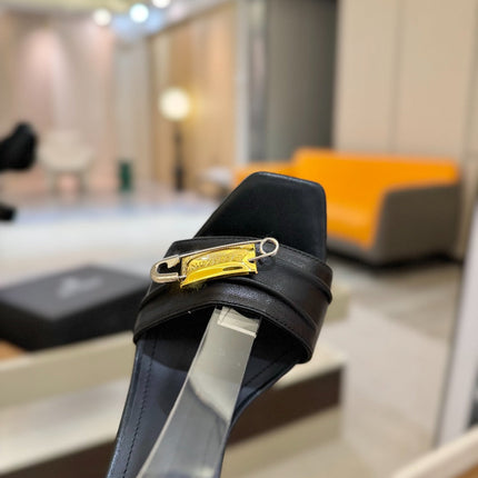 BALMAIN 25S WEDGE HEELS 100MM IN BLACK CALFSKIN