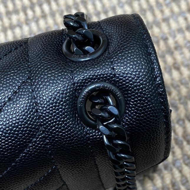 ENVELOPE CHAIN BAG 24 IN BLACK CALFSKIN