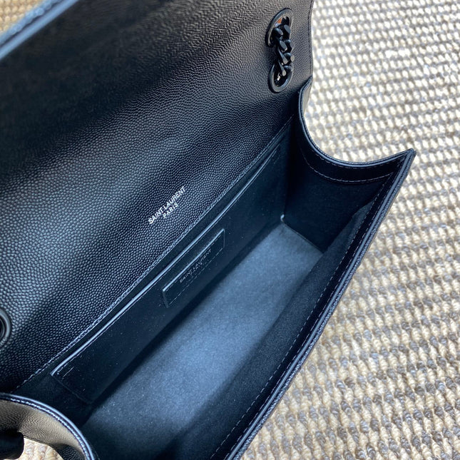 ENVELOPE CHAIN BAG 24 IN BLACK CALFSKIN