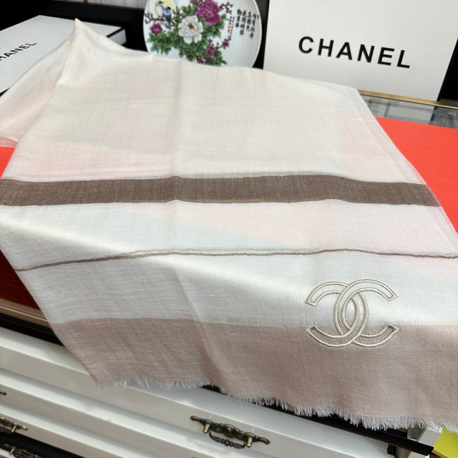 SCARF 200 CM IN TAN BEIGE SILK AND CASHMERE 400024