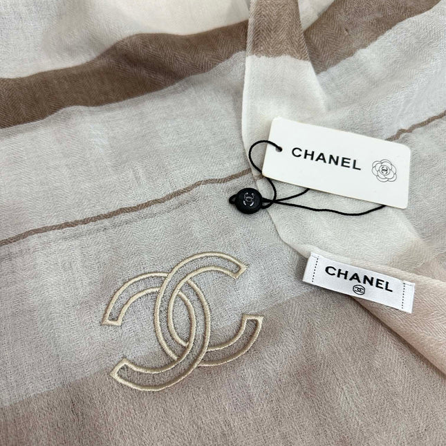 SCARF 200 CM IN TAN BEIGE SILK AND CASHMERE 400024