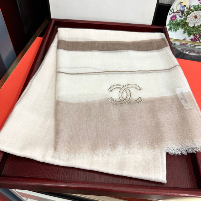 SCARF 200 CM IN TAN BEIGE SILK AND CASHMERE 400024