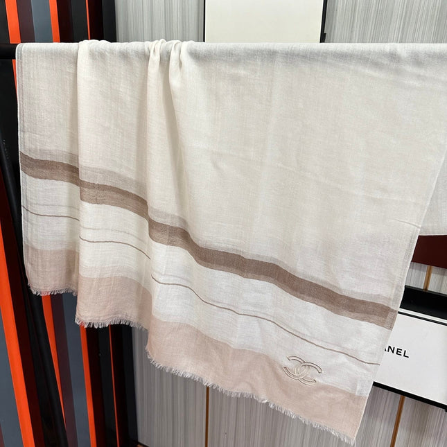 SCARF 200 CM IN TAN BEIGE SILK AND CASHMERE 400024