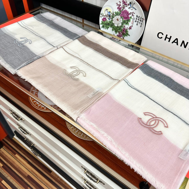 SCARF 200 CM IN TAN BEIGE SILK AND CASHMERE 400024