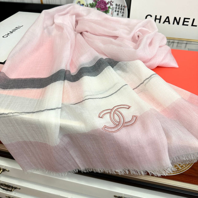 SCARF 200 CM IN PASTEL PINK SILK AND CASHMERE 400025