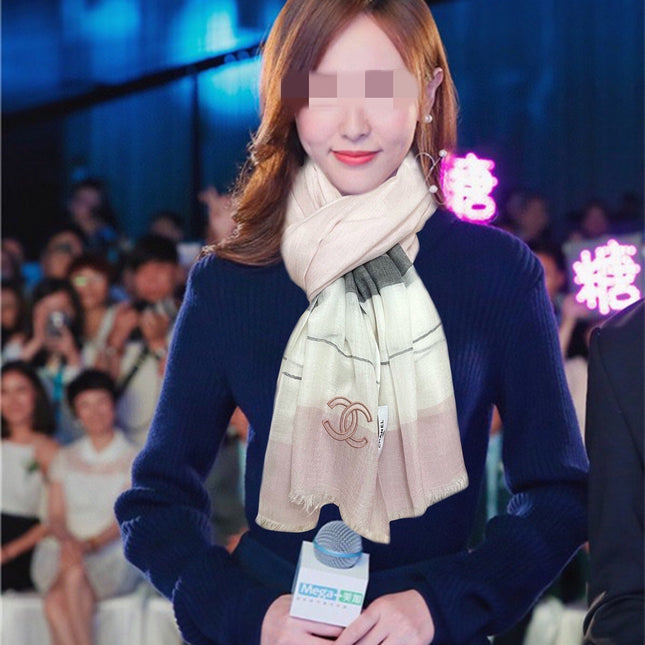 SCARF 200 CM IN PASTEL PINK SILK AND CASHMERE 400025