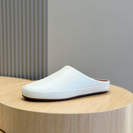 LP TOMORI SABOT MULES WHITE CALFSKIN